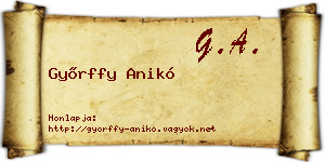 Győrffy Anikó névjegykártya